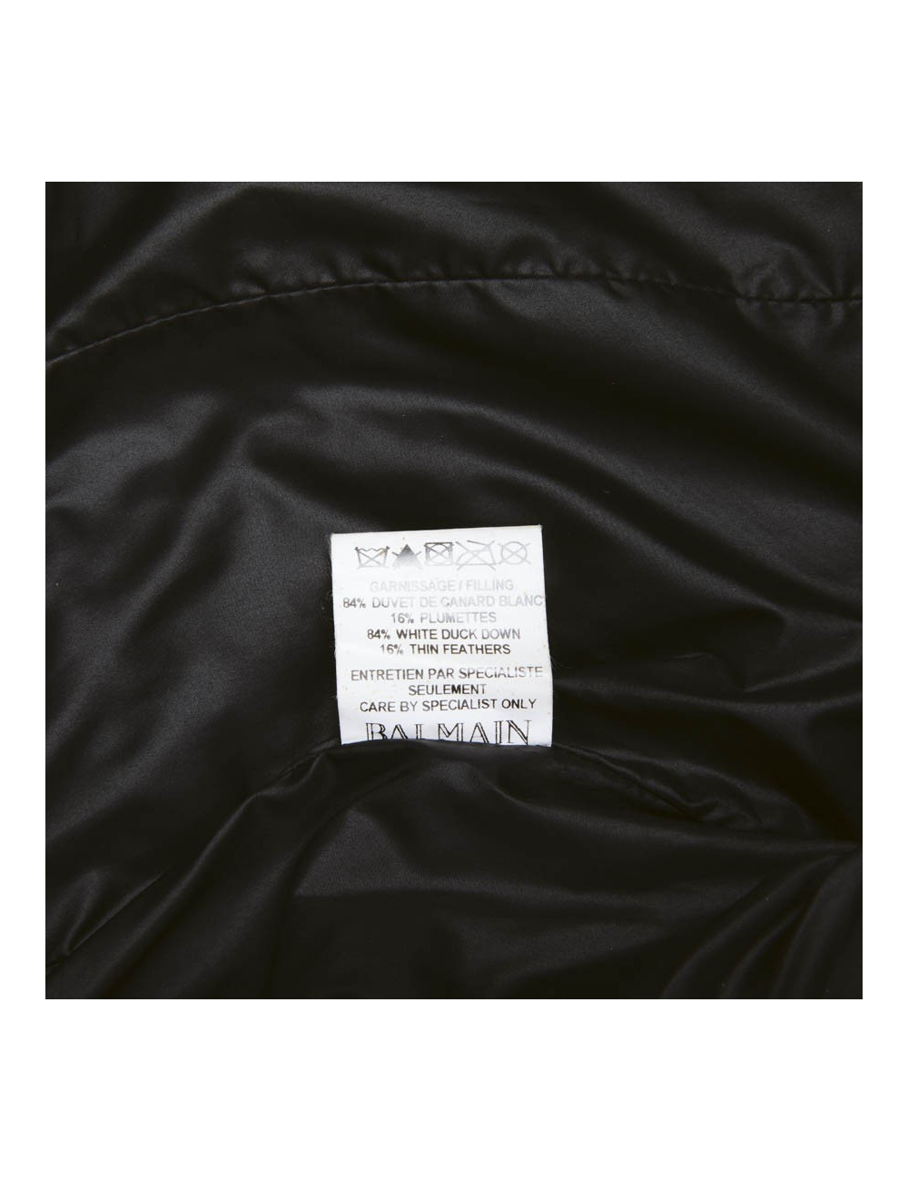 BALMAIN black perfecto down jacket size 38