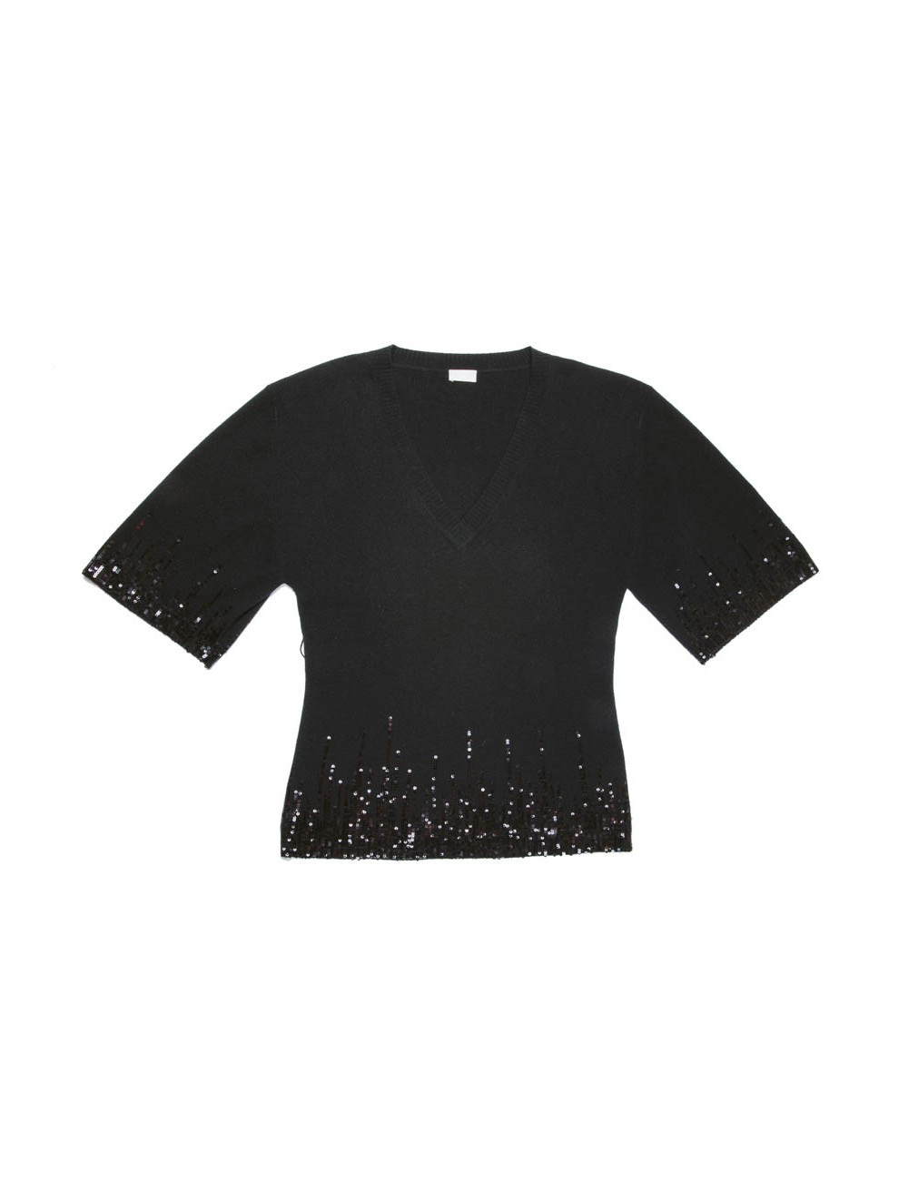 Pull VALENTINO T 44 FR en laine et cachemire noir avec sequins