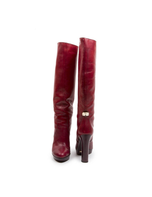 Bottes T 37 GUCCI en cuir bordeaux