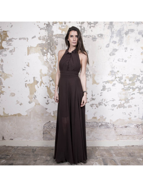 Robe longue du soir ROCHAS marron