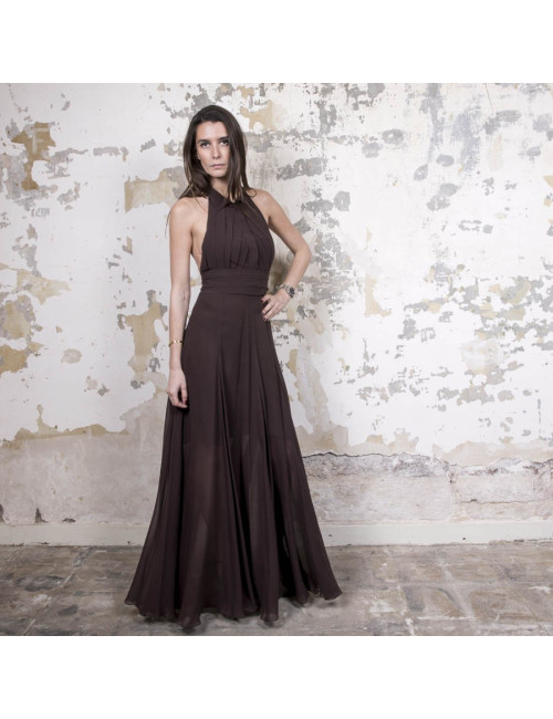 Robe longue du soir ROCHAS marron