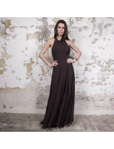 Robe longue du soir ROCHAS marron