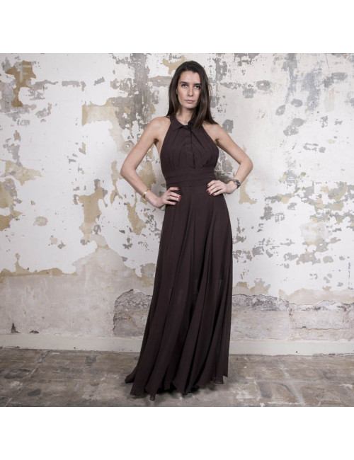 Robe longue du soir ROCHAS marron