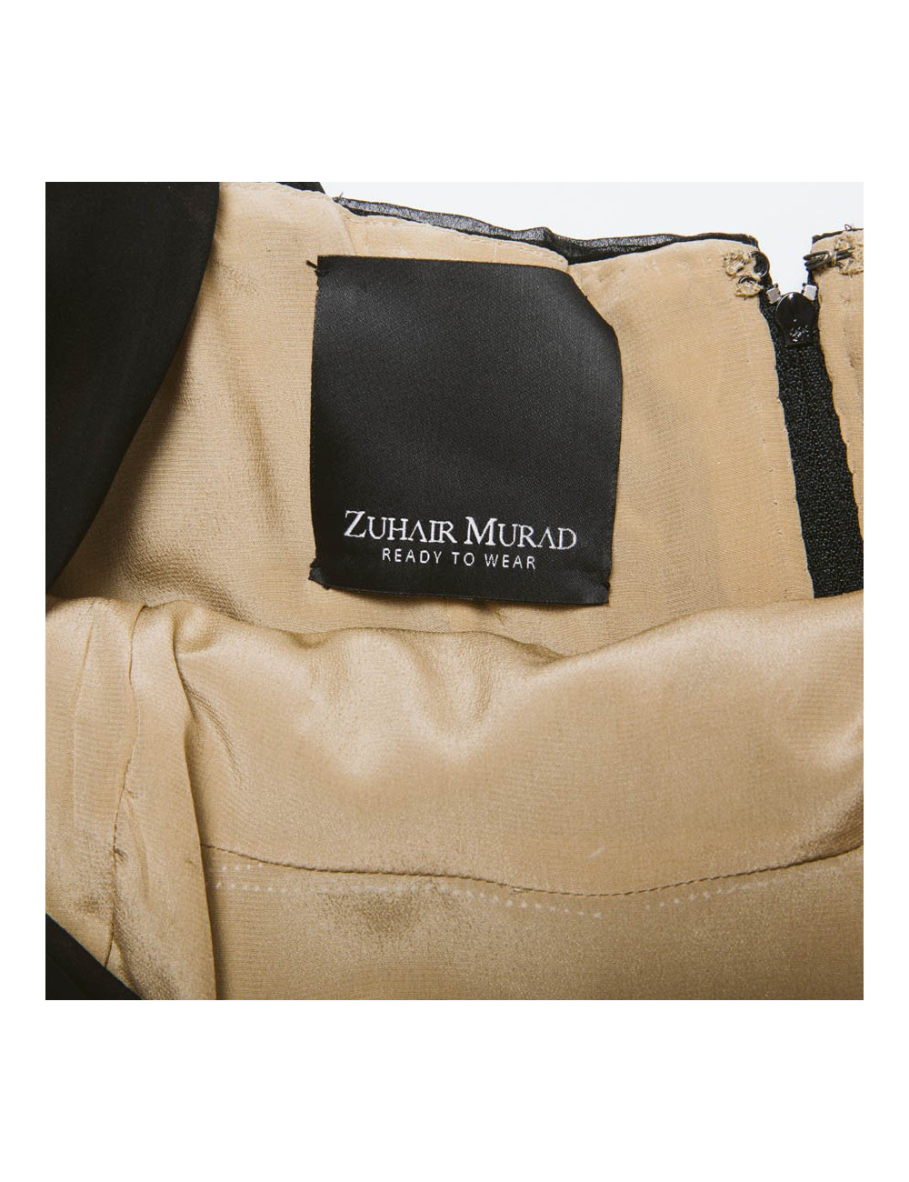 ZUHAIR MOURAD short cocktail dress in black and beige silk size 38FR