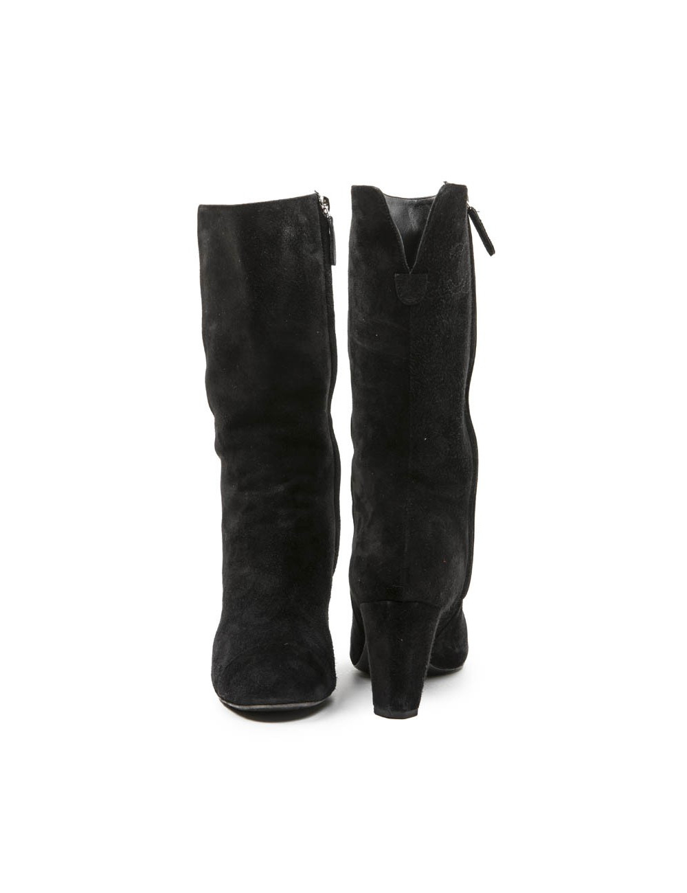 Boots T 36.5 CHANEL veau velours noir