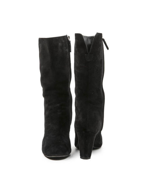 Boots T 36.5 CHANEL veau velours noir