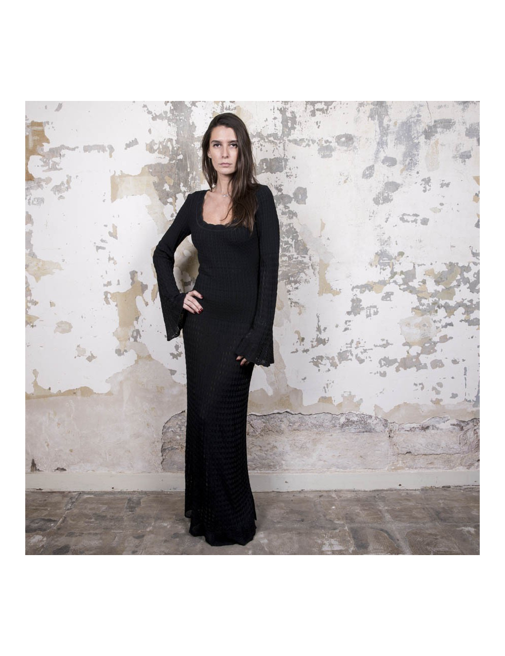 ALAIA long dress in black lycra size S