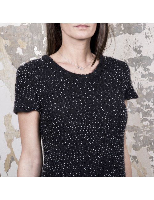 Robe CHANEL en laine noire perlée