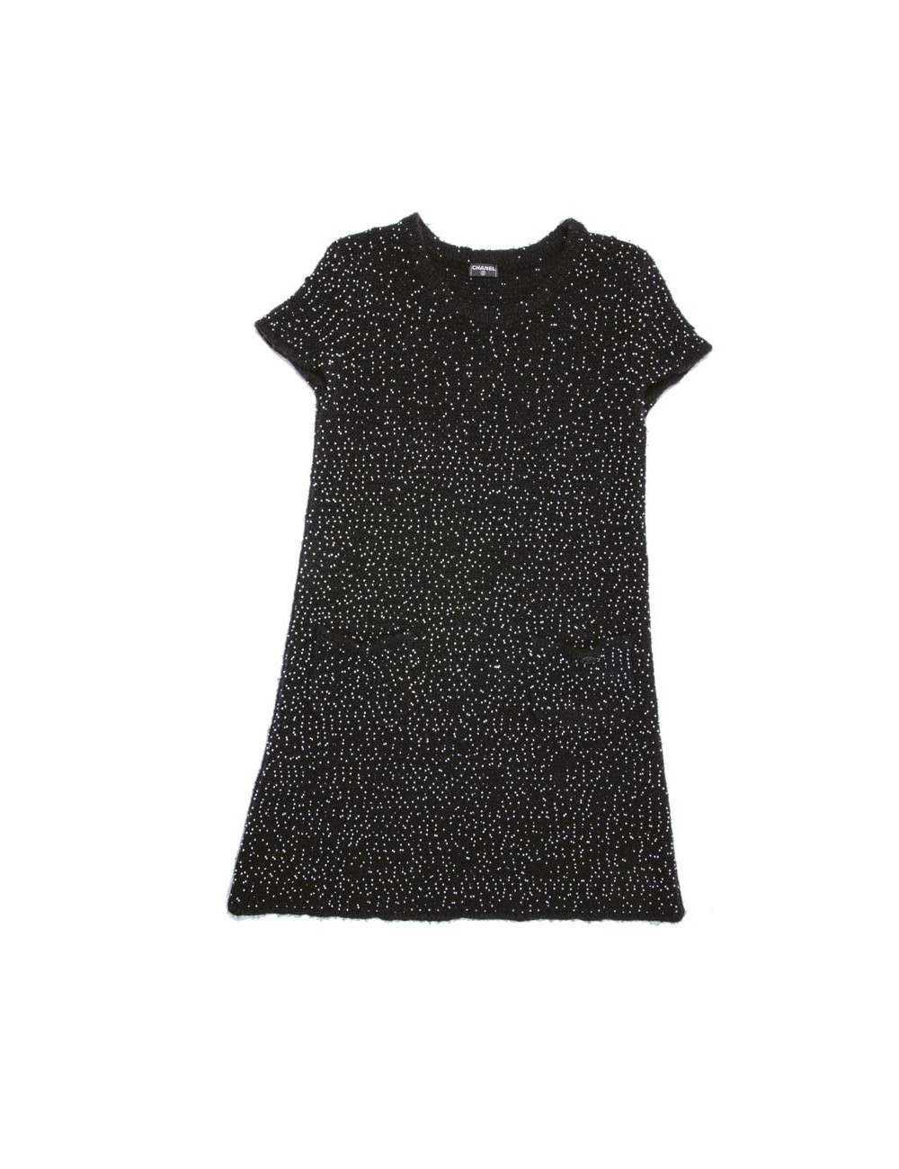 Robe CHANEL en laine noire perlée