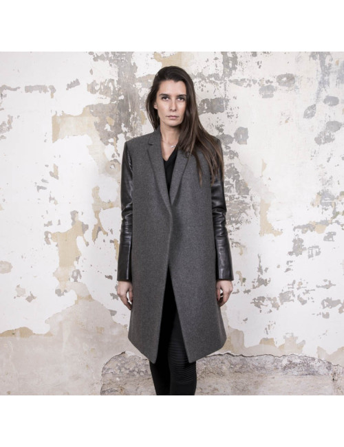 Manteau t 36 CELINE en laine grise 