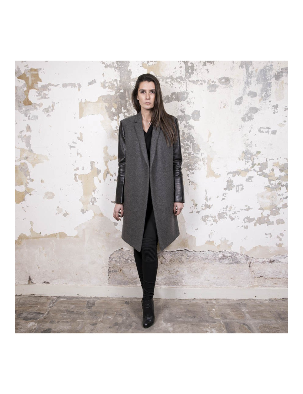 Manteau t 36 CELINE en laine grise 