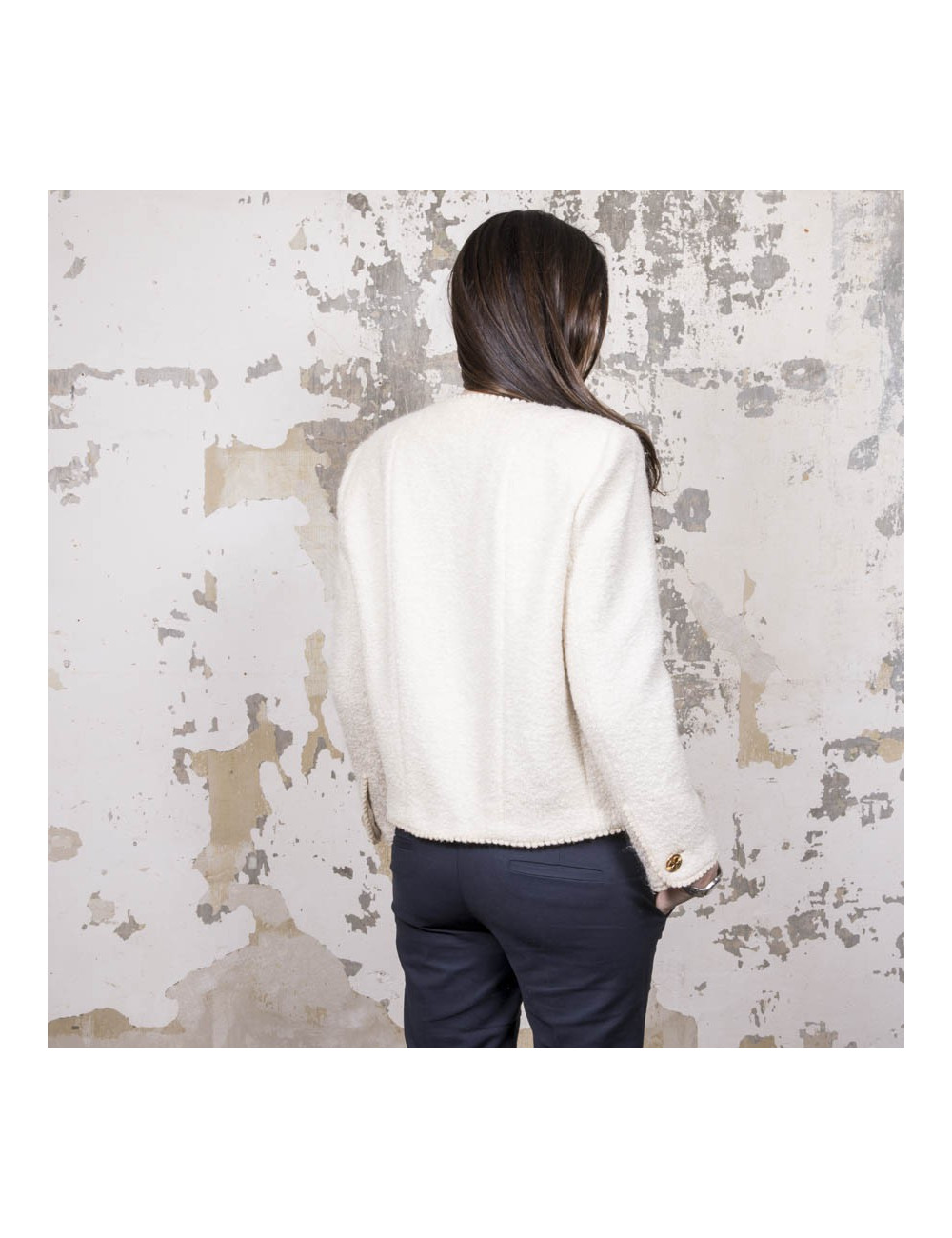 CHANEL Vintage jacket in ecru tweed size 44FR