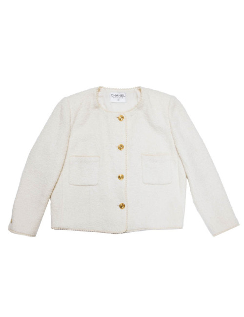 CHANEL Vintage jacket in ecru tweed size 44FR