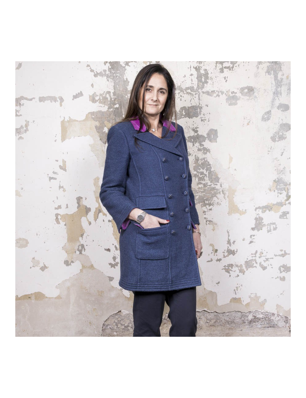 Caban T42 CHANEL bleu et col en velours 