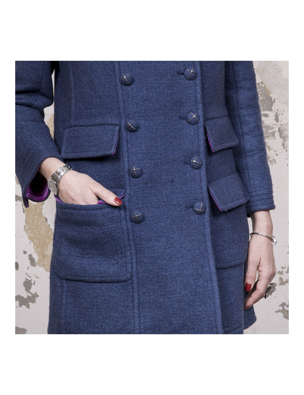 Caban T42 CHANEL bleu et col en velours 