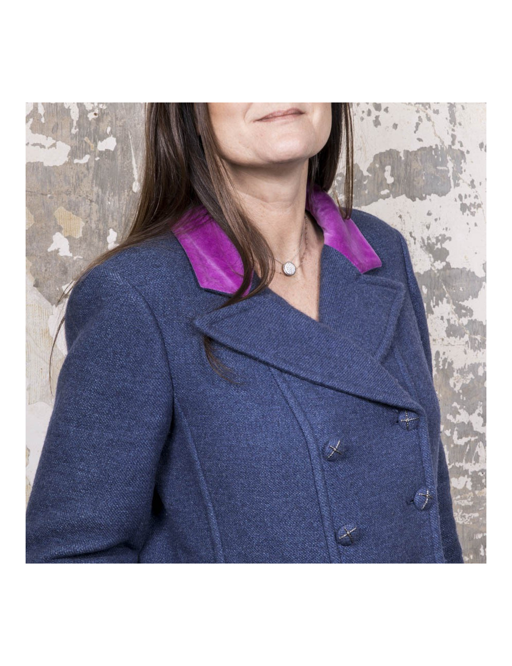 CHANEL caban in blue cashmere, wool and cotton size 42FR