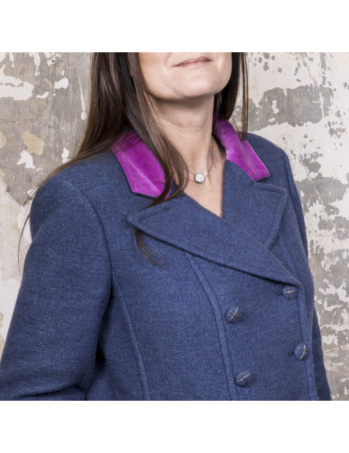 Caban T42 CHANEL bleu et col en velours 