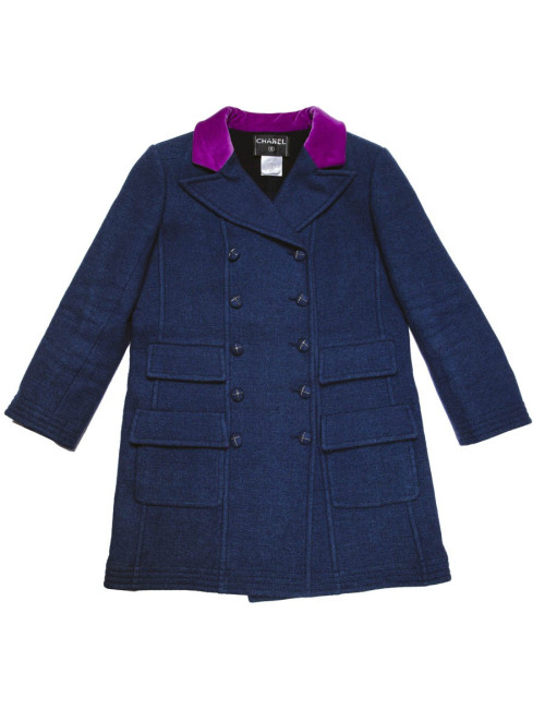 Caban T42 CHANEL bleu et col en velours 