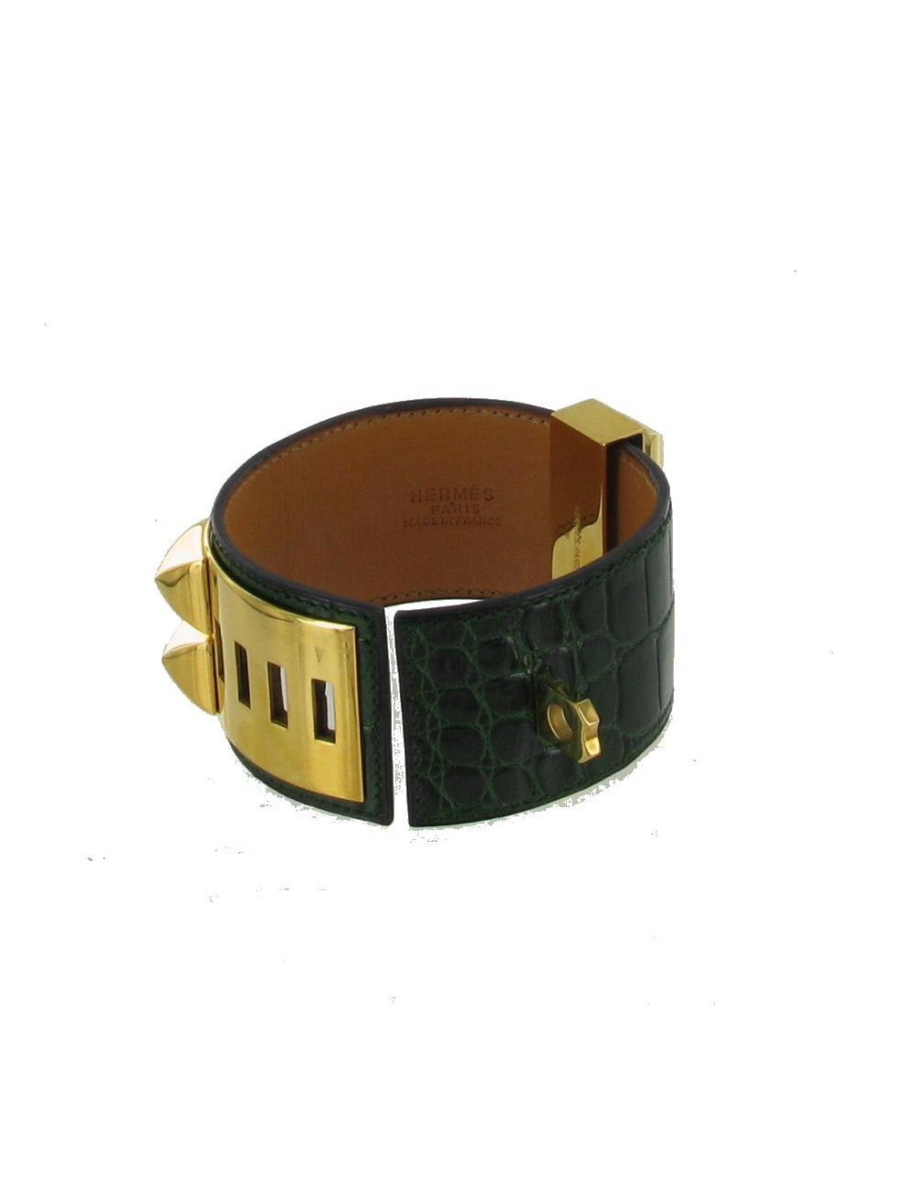 Manchette HERMES "collier de chien" en porosus 