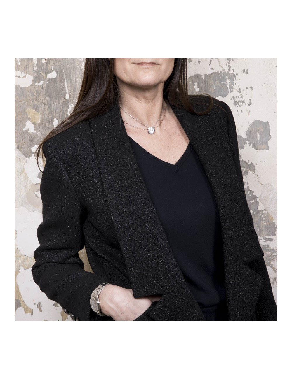 Veste T 40 CHANEL laine noir irisé