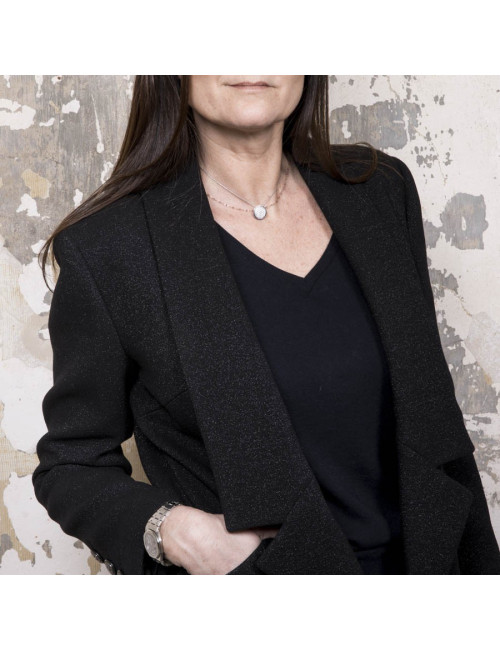 Veste T40 CHANEL laine noire irisée