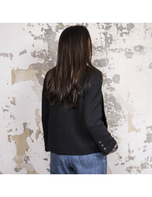 Veste T 40 CHANEL laine noir irisé