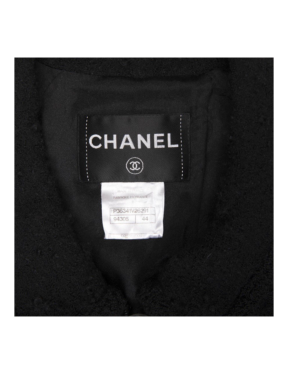 Veste CHANEL T 44 en tweed noir