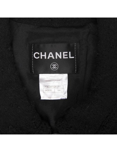 Veste CHANEL T 44 en tweed noir