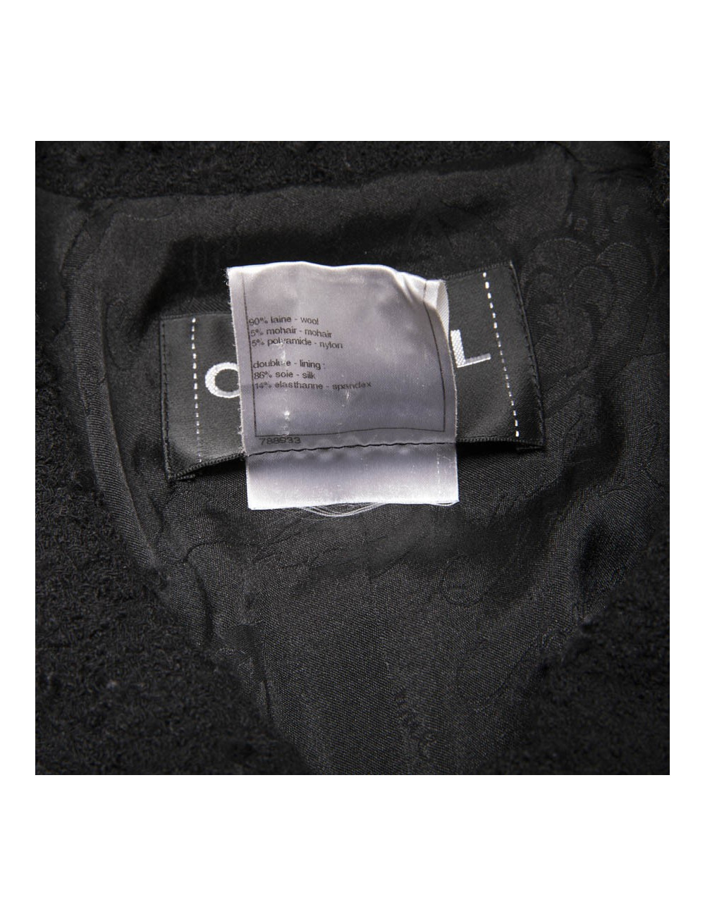 Veste CHANEL T 44 en tweed noir