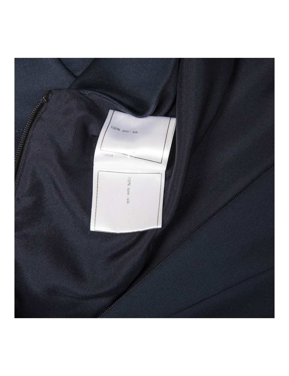 Robe du soir T 38 CHANEL en soie bleue à volants