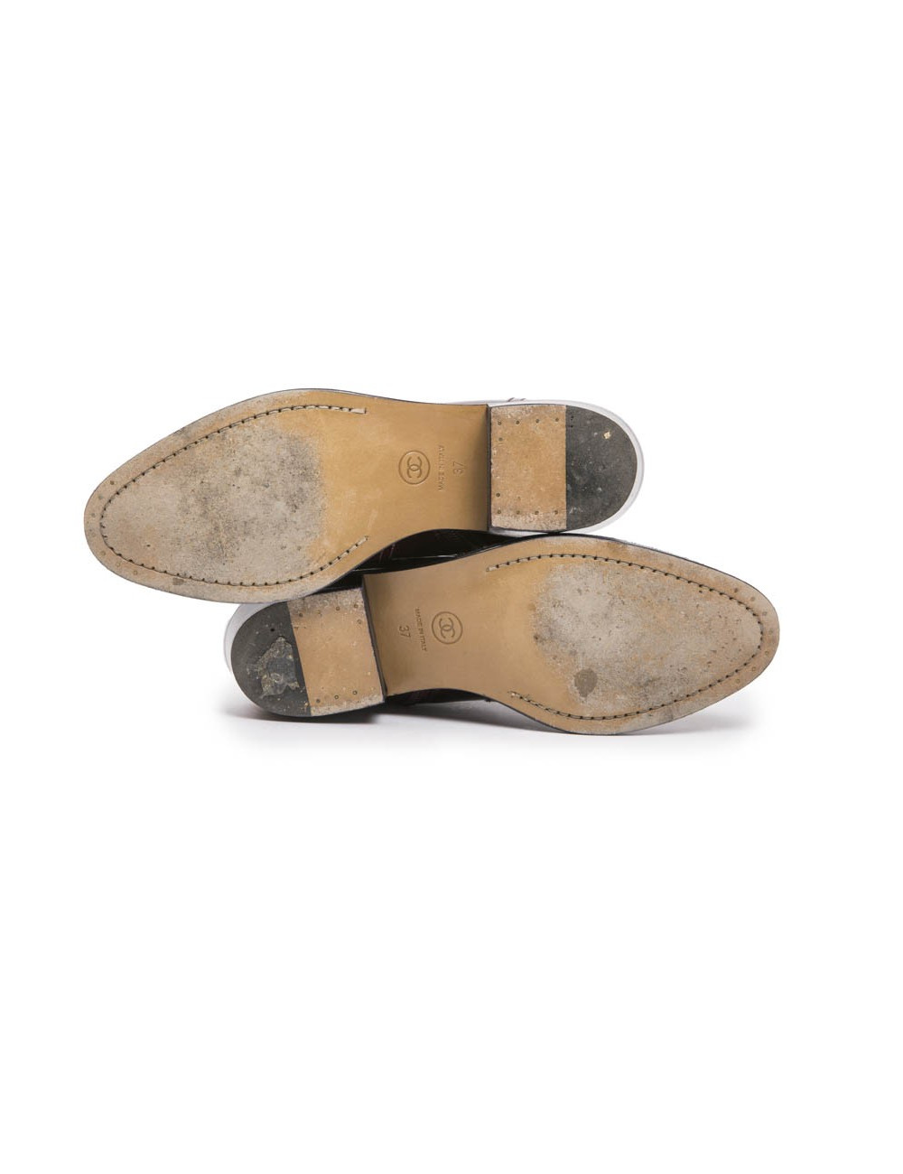 Boots T 37 CHANEL cuir verni lie de vin