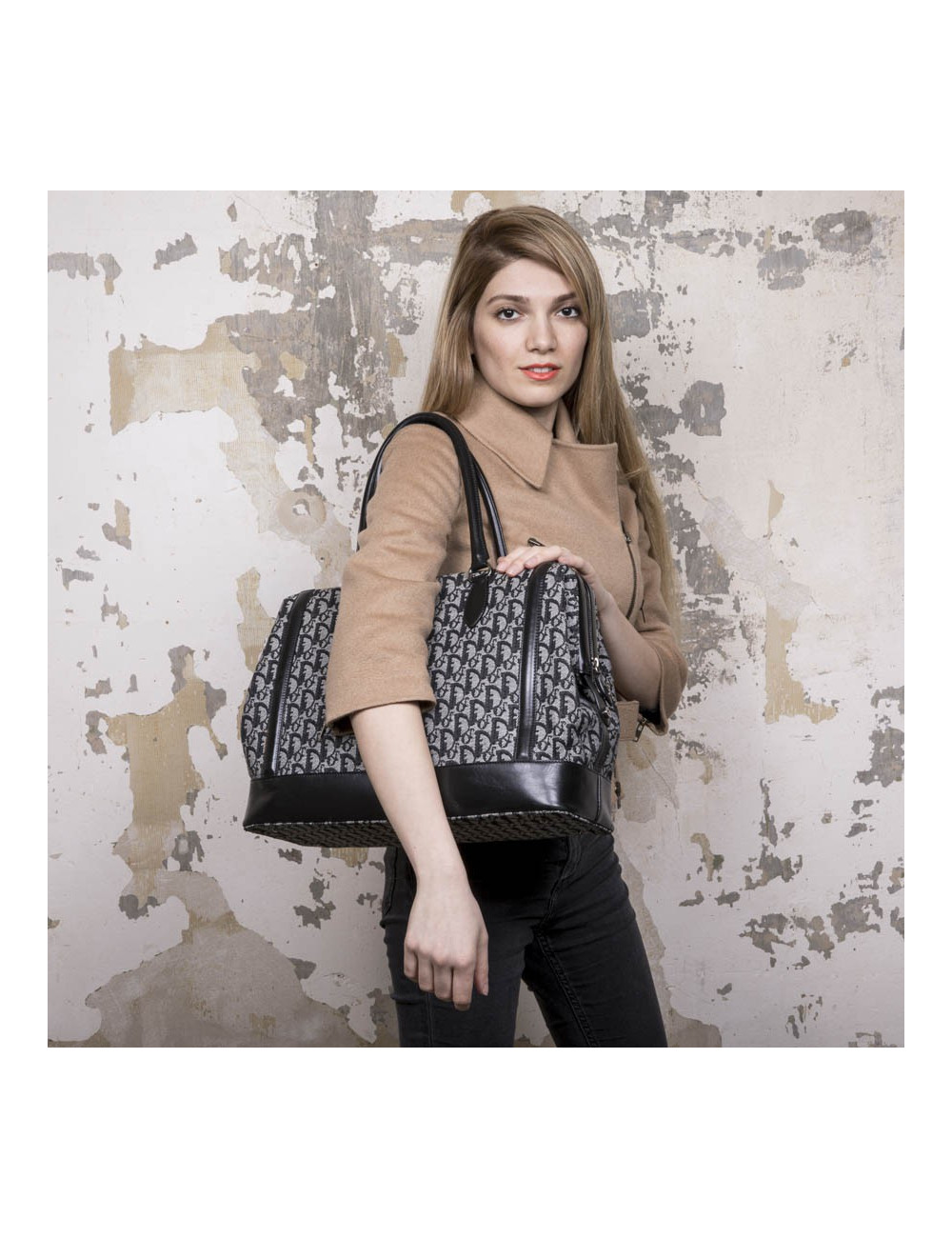 Sac DIOR en toile monogram bleu