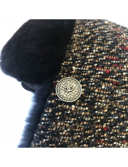 CHANEL tweed chapka size 57