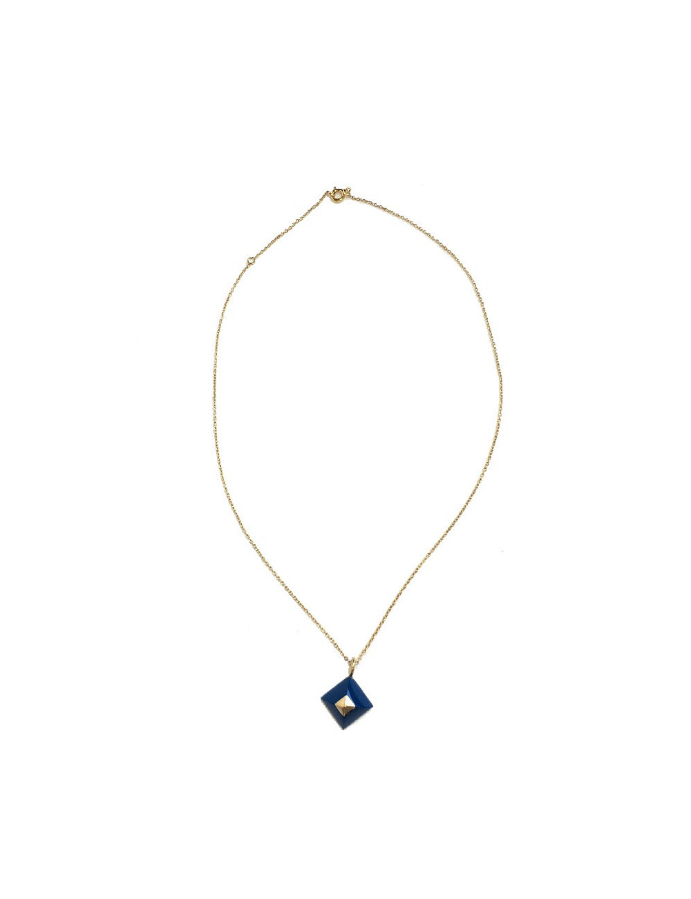HERMES chain necklace in gold and pendant in lapis lazuli