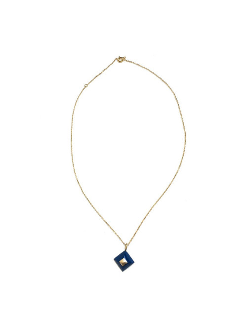 Collier HERMES en or avec pendentif Médor en lapis lazuli