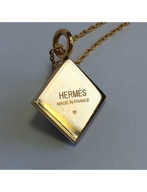 HERMES chain necklace in gold and pendant in lapis lazuli