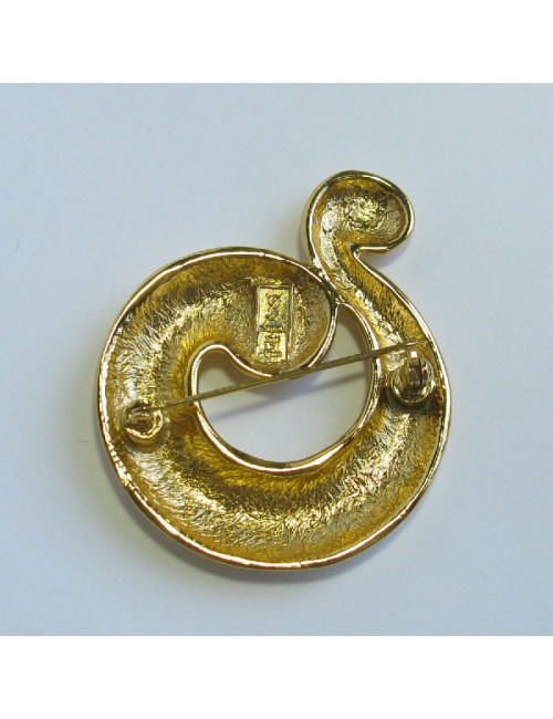 YVES SAINT LAURENT YSL Vintage gilded brooch