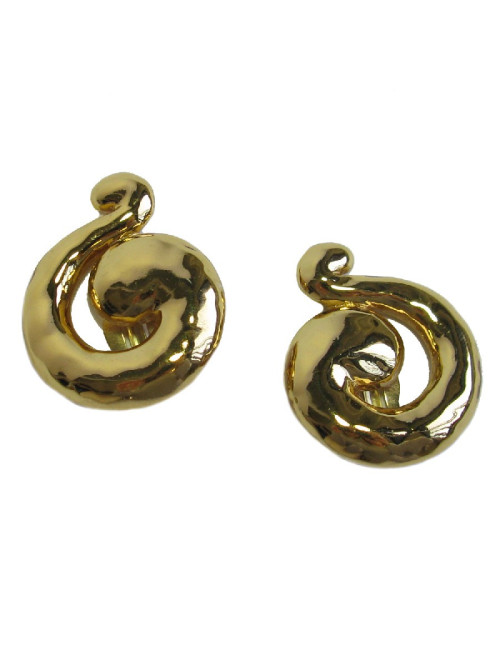 XXX Boucles d'oreille clips YSL YVES SAINT LAURENT vintage en métal doré