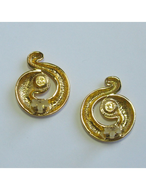 YSL YVES SAINT LAURENT vintage clip-on earrings in gilded metal