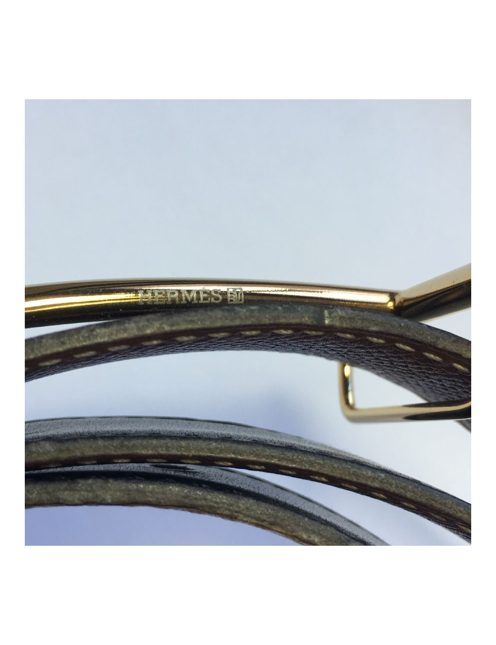 Ceinture HERMES T78 réversible cuir box noir et cuir epsom gold