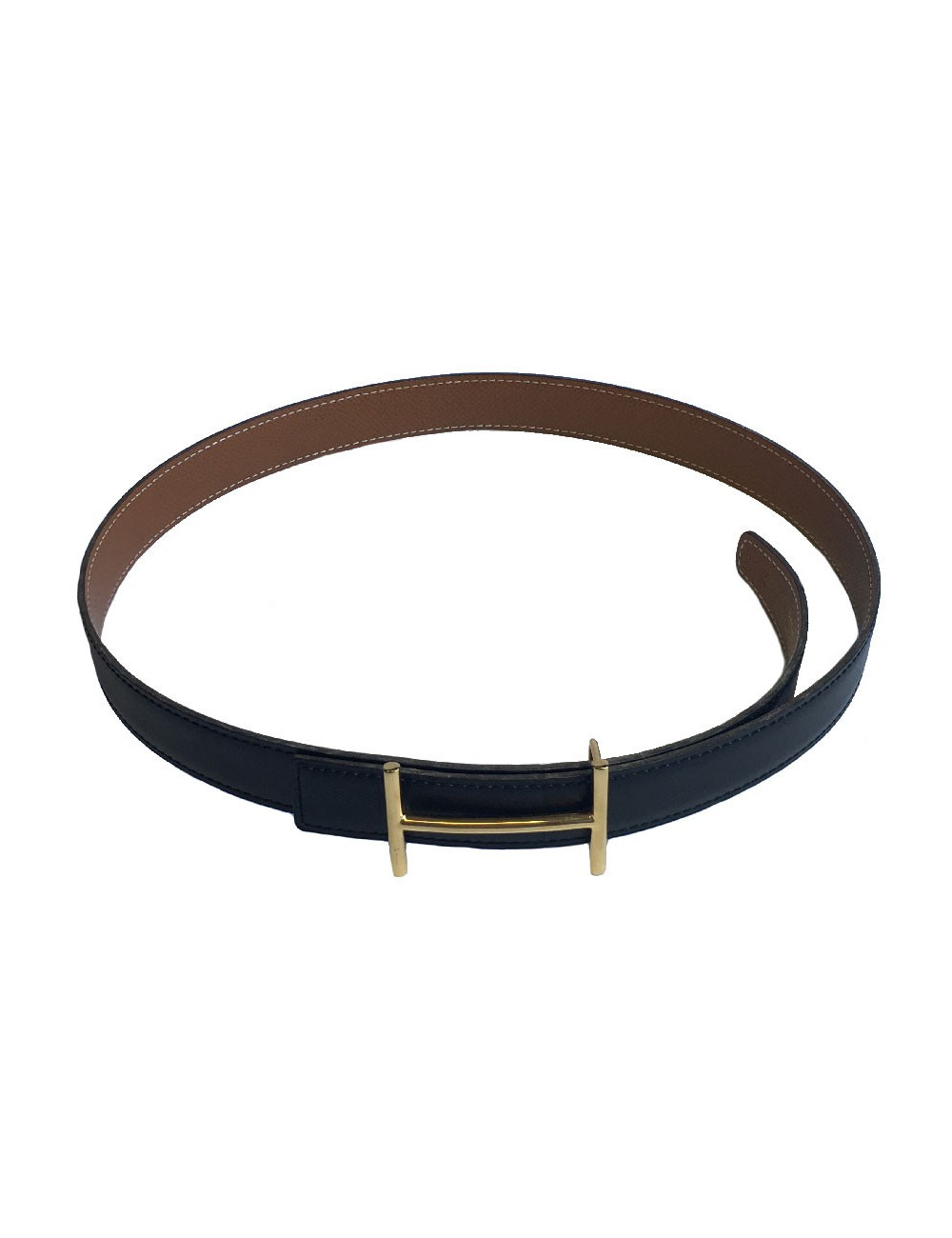 Ceinture HERMES T78 réversible cuir box noir et cuir epsom gold