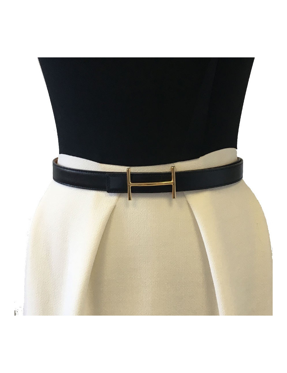 Ceinture HERMES T78 réversible cuir box noir et cuir epsom gold