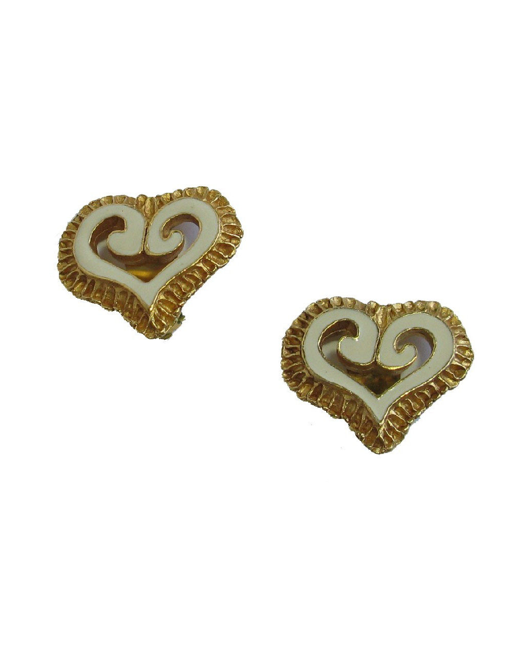 Boucles d'oreille clips CHRISTIAN LACROIX coeur vintage en métal doré