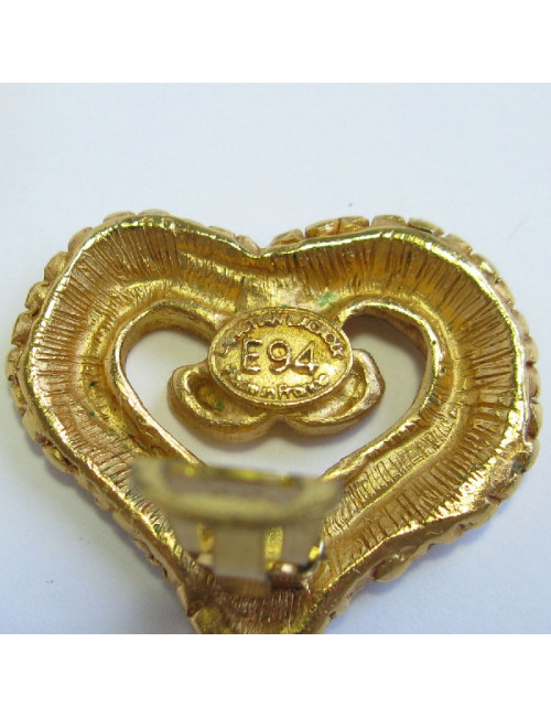 Boucles d'oreille clips CHRISTIAN LACROIX coeur vintage en métal doré