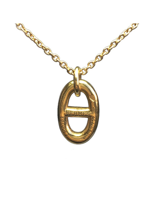 Collier HERMES 'Farandole' pendentif chaîne d'ancre en or jaune