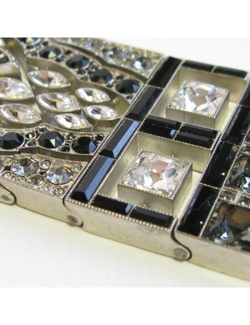 Manchette CHANEL Couture en métal argenté et strass E.S 