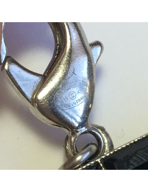 Manchette CHANEL Couture en métal argenté et strass E.S 