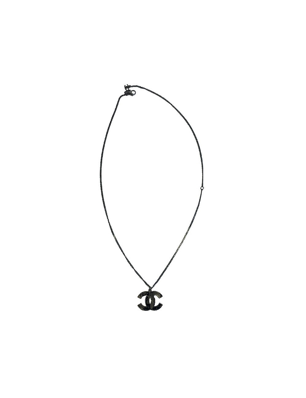 CHANEL CC necklace in ruthenium metal