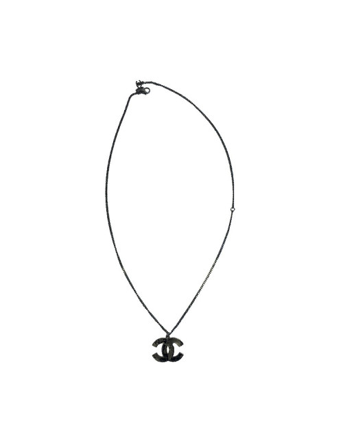 CHANEL CC necklace in ruthenium metal