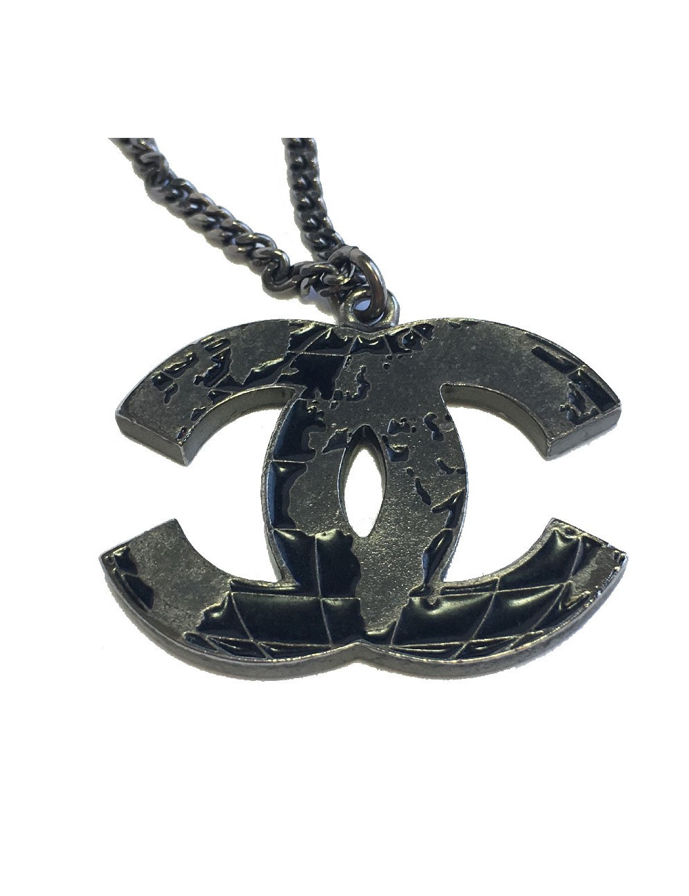 CHANEL CC necklace in ruthenium metal